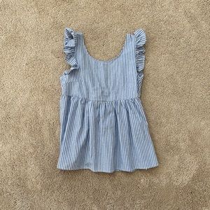 Blue and white striped blouse with cute tie back